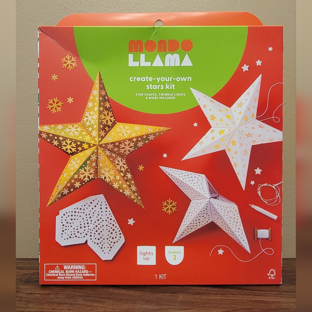 Mondo Llama Star Craft‎ Kit Lights DIY Arts And Crafts Holiday Decorations New